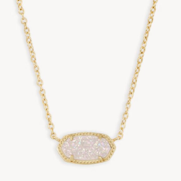 Kendra Scott Elisa Gold Pendant Necklace in Iridescent Drusy - Picture 1 of 11